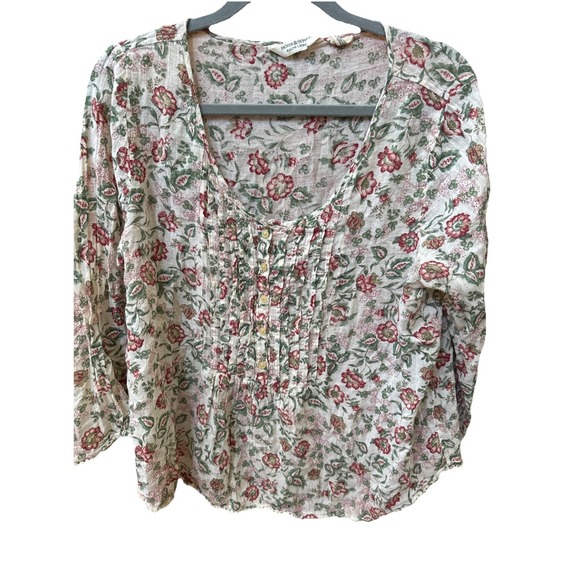 Ralph‎ Lauren Denim & Supply Floral Long Sleeve Blouse Cottage Sheer XL Y2K - Picture 1 of 9